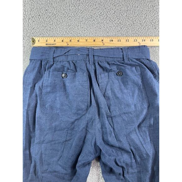 Liz Claiborne Pants Womens XS Blue Linen Blend Comfy Baggy Waist Tie Pockets - Picture 11 of 12